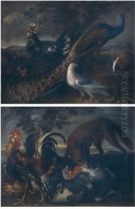 Lotto Unico Di Due Dipinti: Natura Morta Con Uccelli E Pavo-
Ne E Natura Morta Con Tacchino E Galli by Giovanni Crivelli, Il Crivellone