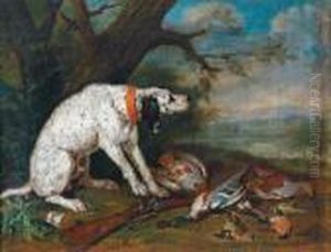Paesaggio Con Un Cane Che Sorveglia La Selvaggina