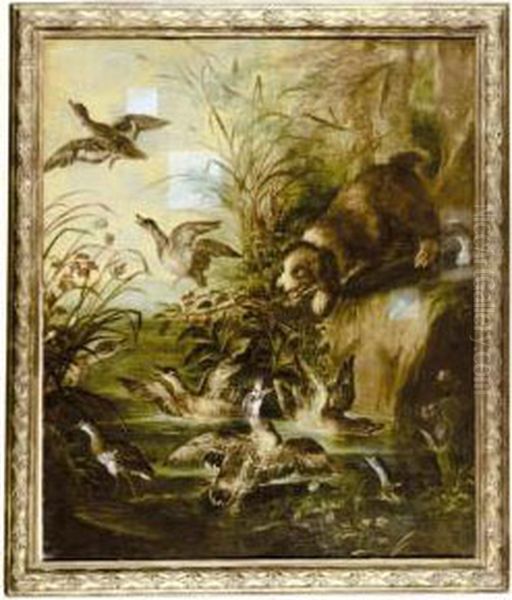 A Spaniel Flighting Ducks - view 1