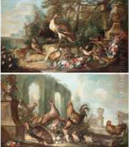 Still Lifes With Gamebirds In Parkland Landscapes by Angelo Maria Crivelli, Il Crivellone