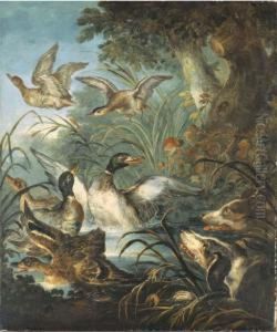 Hounds Putting Up Duck From A River by Angelo Maria Crivelli, Il Crivellone