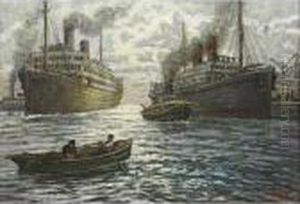 Piroscafi Nel Porto by Ernesto Croci