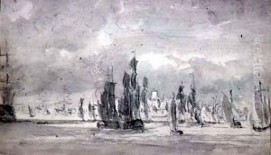 Shipping under a Cloudy Sky in the Thames by John Constable