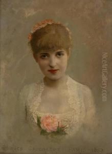 Jeune Fille A La Rose by Georges Croegaert