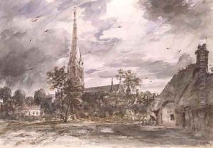 Salisbury Cathedral: with cottages by John Constable