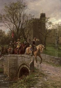 Cromwellian Soldiers Leaving Warwick Castle