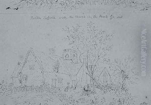 Cottage at Holton with the church in the background by John Constable