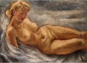 A Reclining Female Nude by Jos Croin