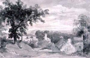 The Entrance to the Village of Edensor by John Constable