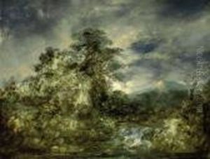 A Moonlit Stream by John Berney Crome