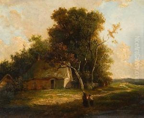 Figures On A Path Before A Cottage - view 1