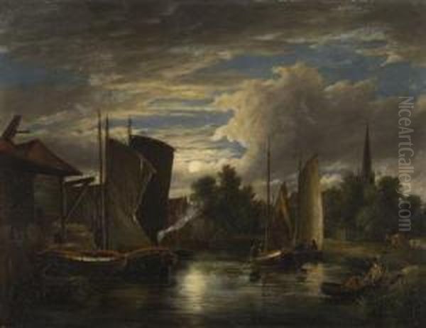Boats On The River Wensum By Moonlight - view 1