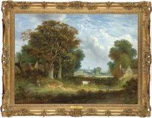 Wooded Landscape With A Distant View In Norfolk by William Henry Crome