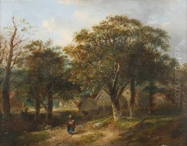 Woodland Scene With Figure - view 1