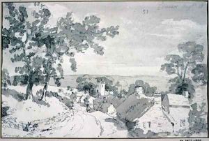 The Entrance to the Village of Edensor 2 by John Constable