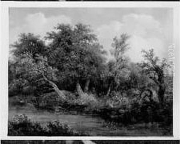 Paysage Lacustre Pres De La Foret Panneau, Une Planche, Non Parquete. - view 1