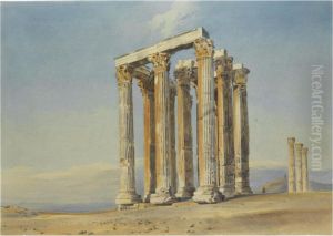 The Temple Of Olympian Zeus, Athens by Thomas Hartley Cromek