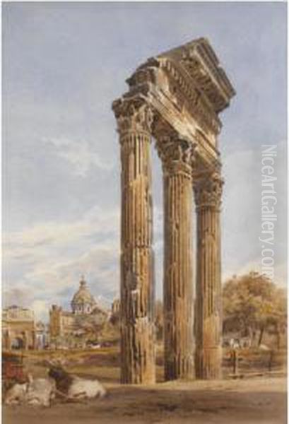 The Forum, Rome: The Remains Of
The Temple Of The Dioscuri With The Church Of Santa Martina And San Luca
Beyond - view 1