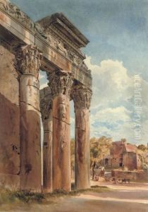 The Temple Of Antoninus And Faustina In The Forum, Rome by Thomas Hartley Cromek