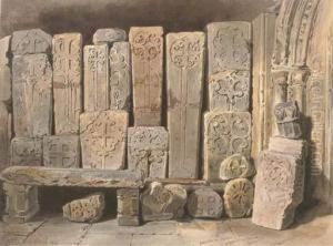 Monumental Crosses In Bakewell Church by Thomas Hartley Cromek