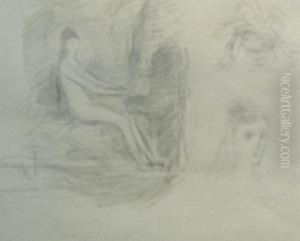 Studies Of A Woman Playing The Piano by Henry Cros