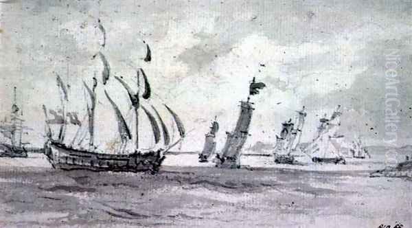 Shipping in a Breeze in the Thames or Medway - view 1