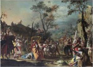 Le Chatiment D'oza [, The Punishment Of Oza, Oil On Canvas] by Giovanni Battista Crosato