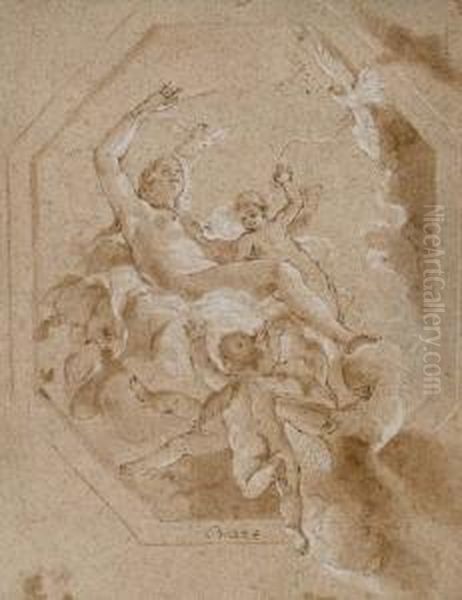 Venus Entouree De Putti Et De
Colombes Dans Les Nuees (recto); Etude D'homme Nu Vu I Mi-corps (verso) - view 1