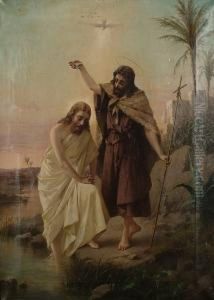 The Baptism Of Christ By John. by Luigi Crosio