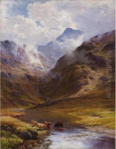 Gebirgslandschaft Mit Kuhen by James Henry Crossland