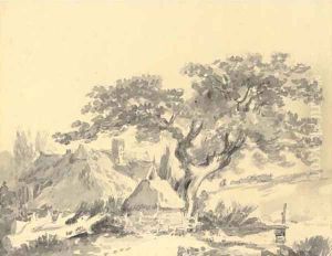 A cottage in a wooded landscape by John Constable
