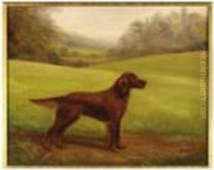 Stedfast, A Red Setter In A Landscape by Henry Crowther
