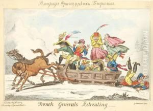 Series Of 9 Versions Of Russian Caricatures by George Cruickshank