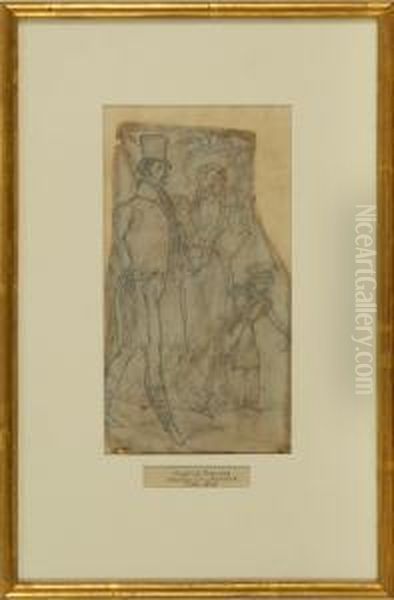 A Family Out For A Walk. Unsigned. - view 1