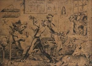 The Barber Shop by George Cruickshank