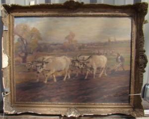 Plowing The Fields by Karoly Cserna