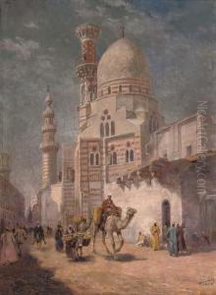 A Bustling Street Before A Cairo Mosque - view 1