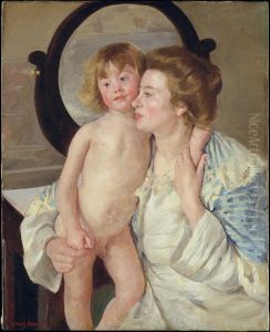 Mother And Child Aka The Oval Mirror by Mary Cassatt