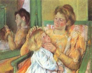 Mother Combing Her Child's Hair, c.1901 by Mary Cassatt