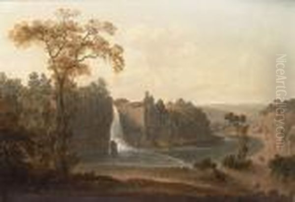 A Yorkshire River Landscape With A Waterfall - view 1