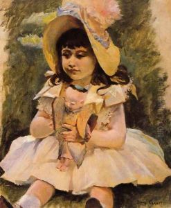 Little Girl With A Japanese Doll by Mary Cassatt