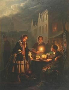 The Vegetable Market At Night by Johann Mongels Culverhouse