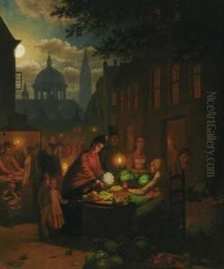 The Vegetable Market At Night by Johann Mongels Culverhouse