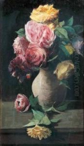 Vaso Di Rose Sul Tavolo by Ettore Cumbo