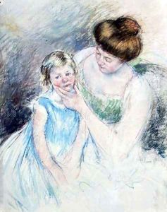 Mother with Left Hand Holding Sara's Chin by Mary Cassatt