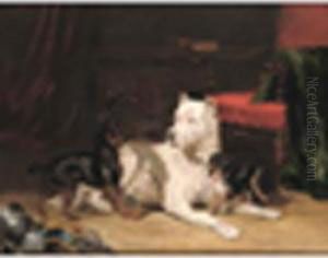 Interior With Dogs by Conradyn Cunaeus