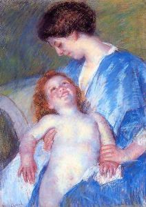 Baby Smiling Up At Her Mother by Mary Cassatt