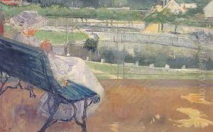 Lydia Seated On A Terrace Crocheting