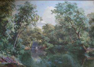 A Sunlit Woodland Pool Signed And Dated 1861 by James Jackson Curnock