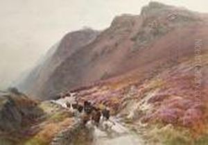 Cattle On A Highland Path by James Jackson Curnock